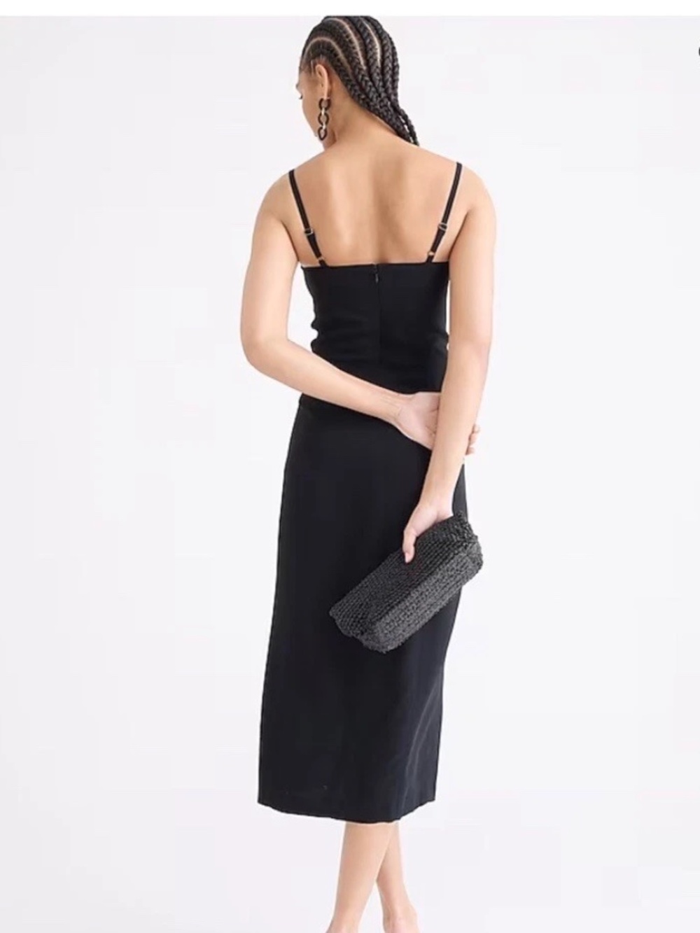NWOT J.Crew Collection Invite Dress in Crepe Black Sheath Midi Sz 10 $228 - Picture 2 of 4